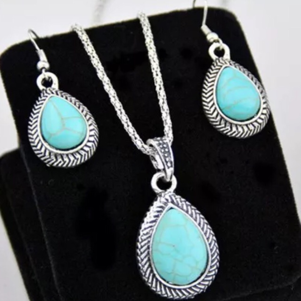New! Tibetan and Silver Necklace and Earring Set